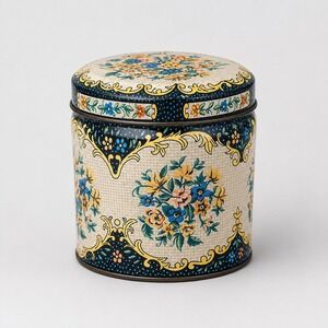 Daher Floral Tin Decor Canister Vintage 70s Cottagecore Made in England Storage